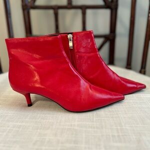 Zara Red Heeled Ankle Boots